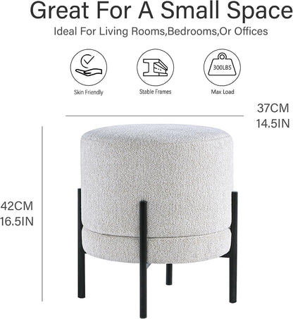 Get Set Style Multifunctional Ottoman with Side Table, Soft Round Footrest Stool,Vanity Stool with Metal Legs, Modern Decorative Furniture Vanity Chair for Makeup Room, Bedroom, Living Room