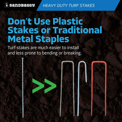 Sandbaggy 18" Heavy Duty Galvanized Artificial Turf Stakes - Spiral Landscape Nails - Ground Spikes/Pins, Synthetic Grass, Lawn, Edging, Weed Barrier Fabric (18 inch - Ultra Heavy Duty, 150, Count)