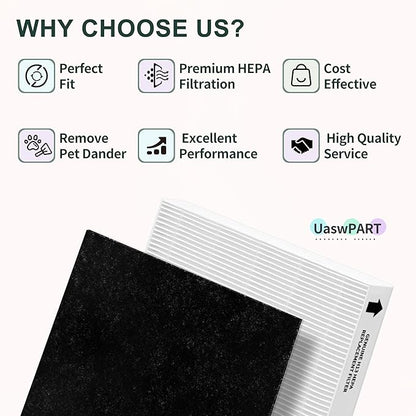 Aera-Max 200 HEPA Filter Replacement 9287101 Compatible with Fellowes AeraMax 190/200/DX55 Air Cleaner Purifiers HEPA Filter, 4X H13 HEPA & 8X Extra Carbon Pre-Filters (9324101)