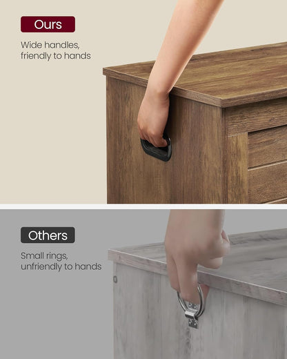 VASAGLE Storage Chest, 39.4 Inches Width Bench with 2 Safety Hinges | Farmhouse Style, for Entryway, Bedroom, Living Room, Honey Brown, SOFIE Collection ULSB061K01