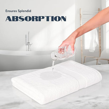 White Classic Luxury Bath Towels Set of 4 Large - 700 GSM Turkish Cotton Ultra Soft Bath Towels 27x54 | Highly Absorbent and Quick Dry | Hotel Towels for Bathroom Luxury, Plush Shower Towels, White