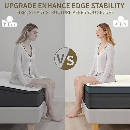 Queen Mattress,12 Inch Gel Memory Foam Hybrid Queen Size Mattresses in a Box, Medium Firm Feel Individual Pocket Springs Matress, Breathable Fabric, Strong Edge Support, Fiberglass Free