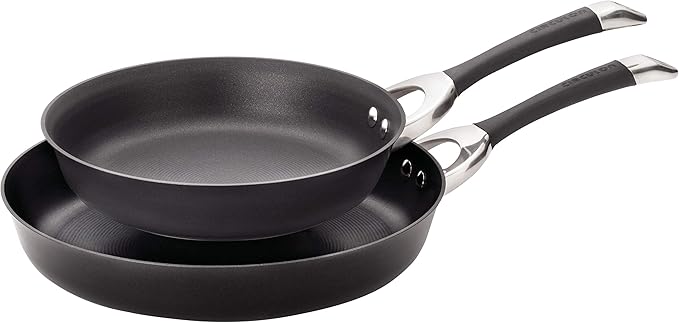 Circulon Symmetry Hard Anodized Nonstick Frying Pan Set / Skillet Set - 10 Inch and 12 Inch, Black