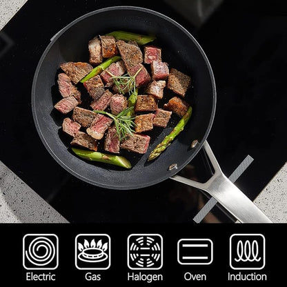 MsMk 10 Inch Frying Pan Nonstick with Lid, Induction Fry Pan with Lid, Titanium and Diamond Non Stick Coating From USA, for Induction, Ceramic and Gas Cooktops, Oven Safe 10 Inch Skillet Nonstick