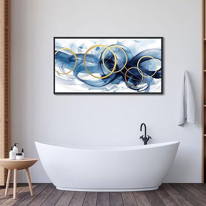 HKDGOKA Large Canvas Wall Art Decor Abstract Paintings for Living Room Framed Blue Bathroom Pictures Wall Decor 20x40 In Prefer Bedroom Farmhouse Dining Room Kitchen Restroom Gamer Room Decor
