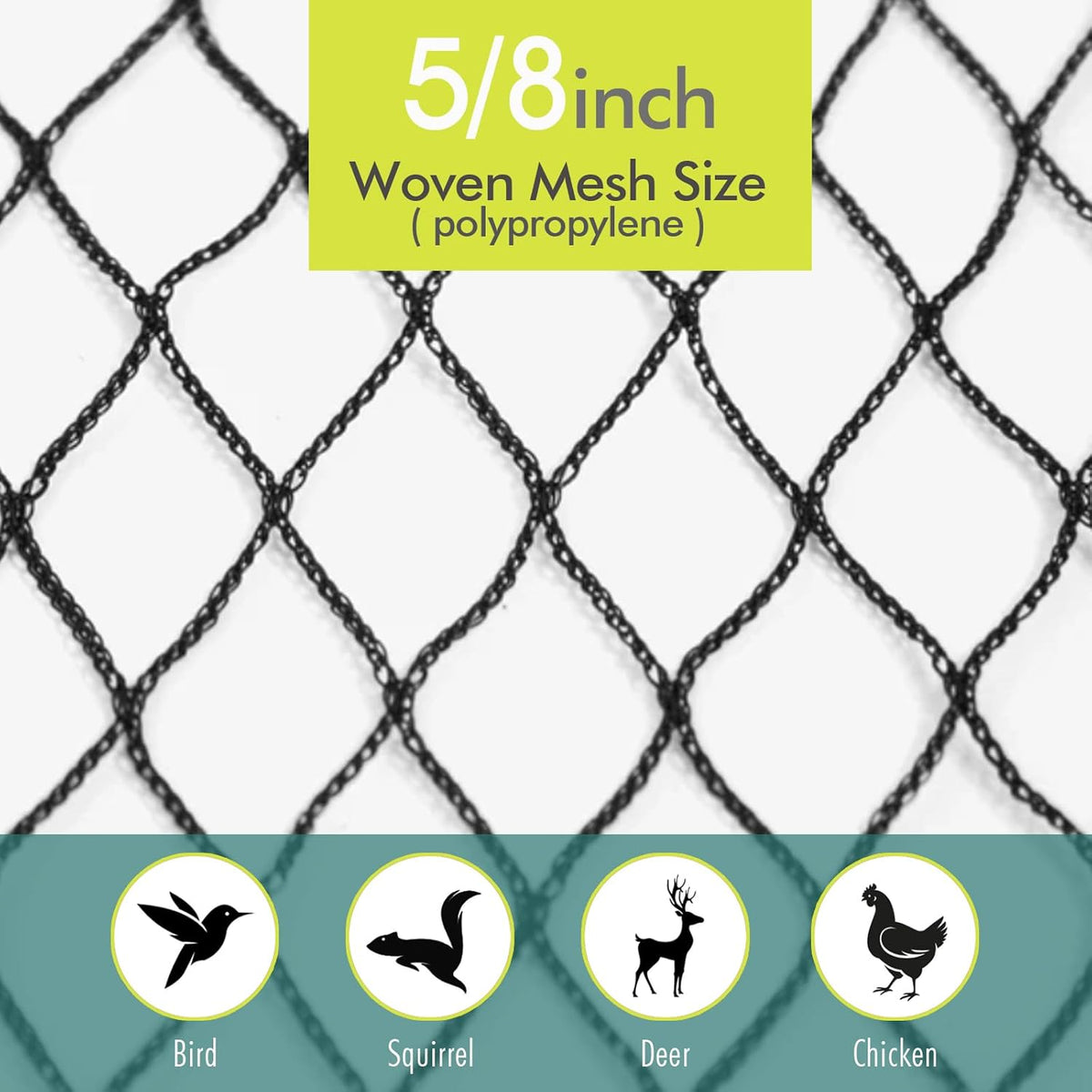 Bird Netting for Garden, Fetanten 7.5 x 33 FT Netting for Garden Protection Vegetables Fruit Trees Blueberry from Birds Deer Poultry, Heavy Duty Woven Mesh Net Animal Fencing with Ties and Staples