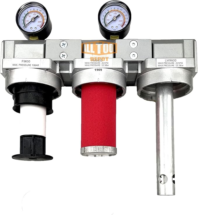 3/4" NPT SUPER DUTY Industrial Grade 3 Stages Filter Coalescing Desiccant Dryer System For Compressed Air Lines, Metal Bowls, Great For Paint Spray And Plasma Cutter (MANUAL DRAIN)