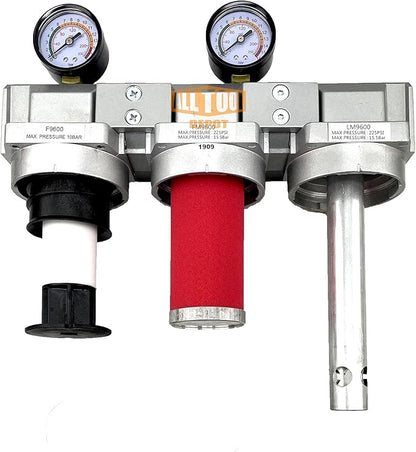 3/4" NPT SUPER DUTY Industrial Grade 3 Stages Filter Coalescing Desiccant Dryer System For Compressed Air Lines, Metal Bowls, Great For Paint Spray And Plasma Cutter (MANUAL DRAIN)