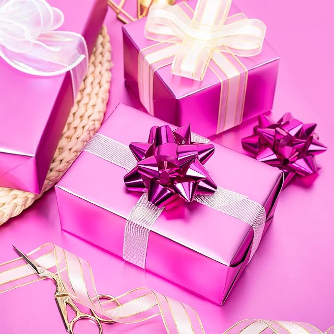 Garbendy Purple Wrapping Paper - Solid Color Metallic Sparkle Paper Perfect for Birthday, Wedding, Baby Shower, Party - 17 Inch X 33 Feet