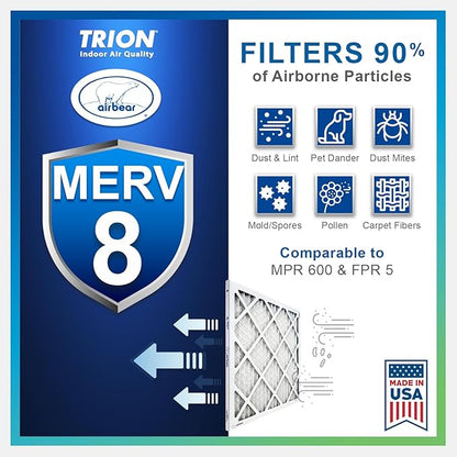 16x25x1 Air Filter MERV 8 (5-Pack) TRION Air Bear Pleated HVAC Air Filters Replacement (Actual Size: 15.50 x 24.50 x 0.75 Inches)