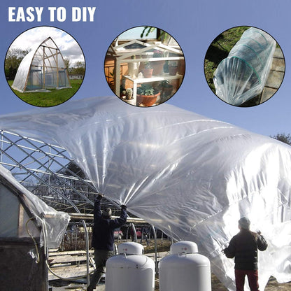 VEVOR Greenhouse Plastic Sheeting 12 x 25 ft, 6 Mil Thickness UV Resistant Clear Polyethylene Film, Hoop Green House Cover for Farms, Agriculture, Garden