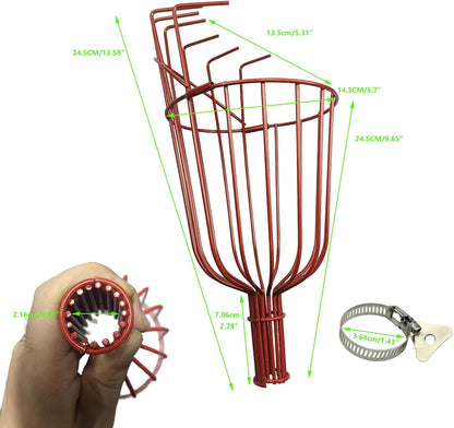 Stainless Steel Fruit Picker Basket Tool for Apple, Cherry, Berry, Orange, Blueberry, Mango, Avocado, Lemon, Peach Harvesting (Only Head)