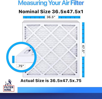 Filter King 36.5x47.5x1 Air Filter | 4-PACK | MERV 8 HVAC Pleated A/C Furnace Filters | MADE IN USA | Actual Size: 36.5 x 47.5 x .75"