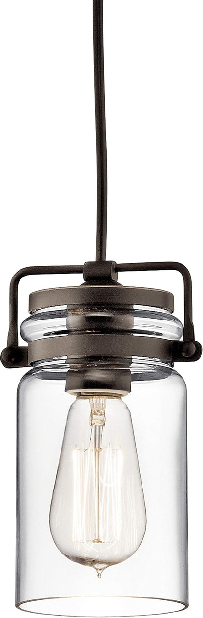 KICHLER Brinley 7.75" 3 Light Pendant with Clear Glass Olde Bronze®