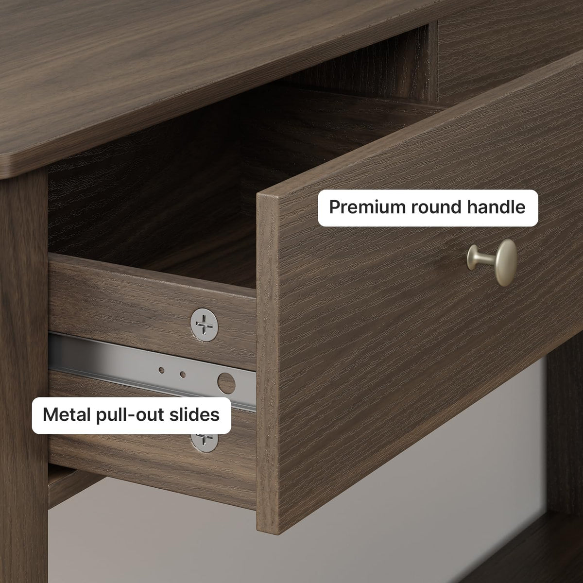 Gizoon Sofa Table with 3 Drawers, Modern Accent Console Table with Open Shelf, Large Storage Space, for Living Room, Front Hall, Entrance Hall, Study Room, Dark Brown