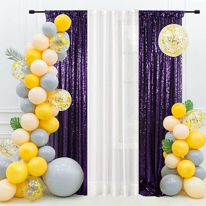 Eternal Beauty Sequin Backdrop Curtains, 2x8 Ft-2 Panels Purple Back Drop for Shimmer Photography Party Wedding Birthday Decor