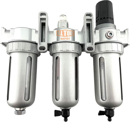 1/2" NPT MID FLOW Filter Regulator Coalescing Desiccant Dryer System For Compressed Air Lines, Poly Bowls, Great For Paint Spray And Plasma Cutter (MANUAL DRAIN)