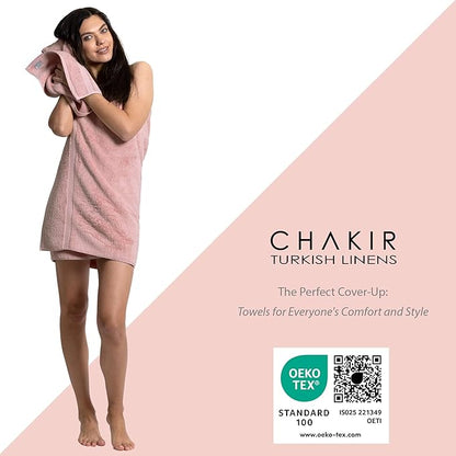 Chakir Turkish Linens | Hotel & Spa Quality 100% Cotton Premium Turkish Towels | Soft & Absorbent (4-Piece Bath Towels, Pink)