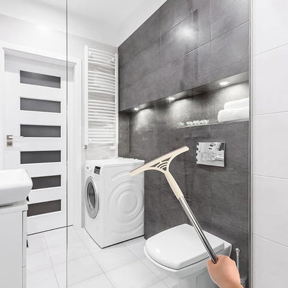 Milisten Multifunctional Window Squeegee and Mirror Cleaner with Extendable Handle, Wet and Dry Glass Scraper for Bathroom, Car, and Tile Cleaning, Khaki