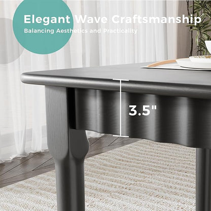 70.8 Inch Solid Wood Dining Table for 6-8, Farmhouse Table with Smooth Surface, Large Rectangular Kitchen Dinner Table for Restaurant, Living Room, Kitchen, Easy Assembly, Black