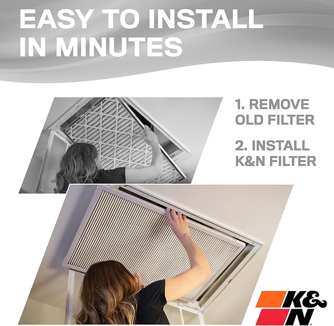 K&N 20X25X1 HVAC Furnace Air Filter, Lasts a Lifetime, Washable, Merv 8, the Last HVAC Filter You Will Ever Buy, Breathe Safely at Home or in the Office, HVC-8-12025