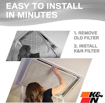 K&N 20X25X1 HVAC Furnace Air Filter, Lasts a Lifetime, Washable, Merv 8, the Last HVAC Filter You Will Ever Buy, Breathe Safely at Home or in the Office, HVC-8-12025
