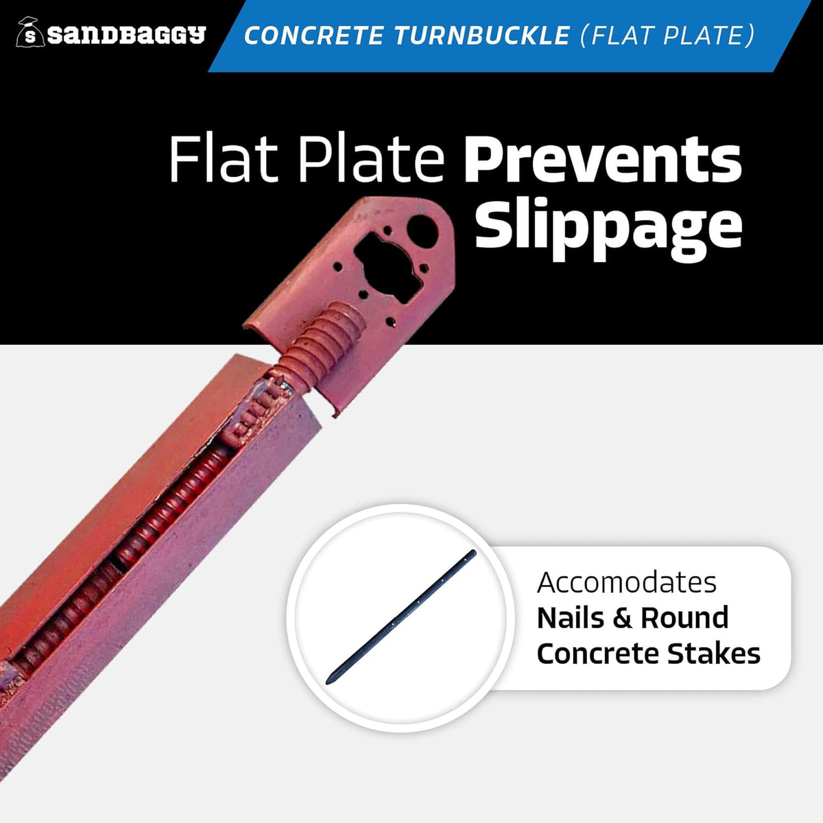 Sandbaggy Concrete Turnbuckle Form Aligner with 5" x 3" Flat Plate (35" - 37.5" Length) - Rust Resistant Steel - Adjustable Wall Brace - Aligns & Plumbs Form Walls, Columns, or Beams (35 inches, 4)