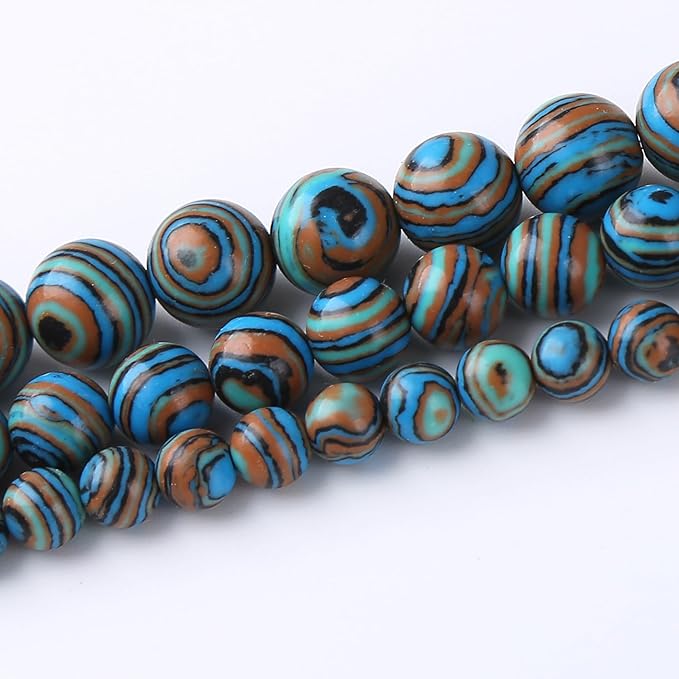 Blue Peacock Turquoise Stone Beads Gemstone Round Crystal Energy Jade Beads Stone Beads for Jewelry Making DIY Bracelet Necklace Jewelry Making 1 Strand 15.5inch 60PCS 6MM