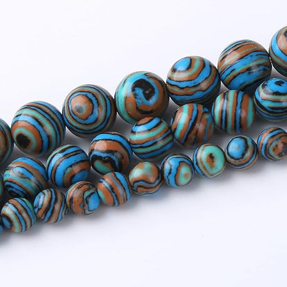 Blue Peacock Turquoise Stone Beads Gemstone Round Crystal Energy Jade Beads Stone Beads for Jewelry Making DIY Bracelet Necklace Jewelry Making 1 Strand 15.5inch 60PCS 6MM