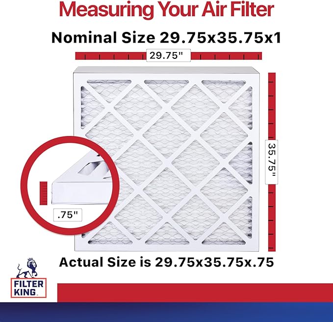 Filter King Air Filters 29.75x35.75x1 | 12-PACK | MERV 11 HVAC Pleated AC Furnace Filters | Actual Size 29.75 x 35.75 x .75"