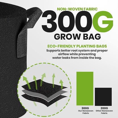 Gardenera Heavy Duty Grow Bags - 10-Pack 3 Gallon Fabric Plant Pots with Aeration and Handles, Ideal for Seedlings and Small Plants