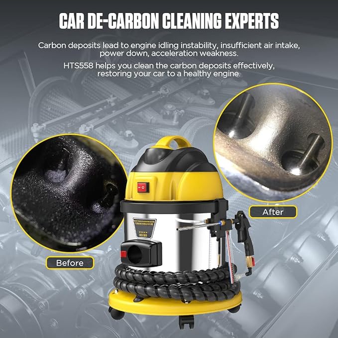 HTS558 Walnut Blaster Machine, Valve Carbon Deposits Cleaner for Automotive Engine Intake & Valvetronic System, 110V/220V Walnut Blasting Cleaning Machine,Walnut Shell Sand Blasting Cleaner Tool