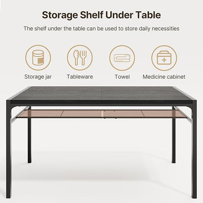 Gizoon Dining Table Set for 6 with Chairs, 7-Piece Kitchen Table Set for Small Space, Apartment, Kitchen, Dining Room, Space-Saving