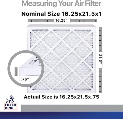 Filter King 16.25x21.5x1 Air Filter | 4-PACK | Carbon MERV 8 HVAC Pleated A/C Furnace Filters | MADE IN USA | Actual Size: 16.25 x 21.5 x .75"