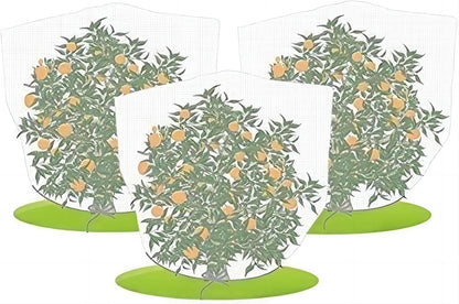 Agfabric Bird Netting 48" Hx55 W Garden Netting Insect Pest Barrier,Plant Cover Fruit Tree Netting Mesh Protection Bag with Drawstring,White,3 Pack
