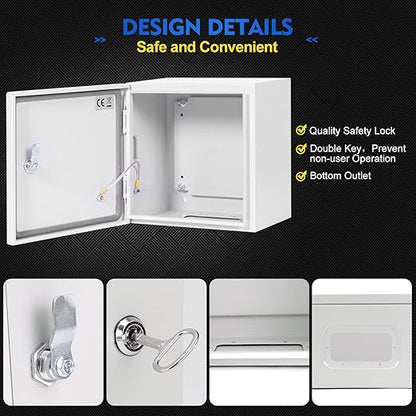 Outdoor Electrical Box, Steel Junction Box 16X16X8'', NEMA 4X Electrical Enclosure Box IP66 Waterproof & Dustproof, Universal Electrical Project Box with Lock & Mounting Plate