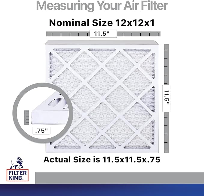 Filter King 12x12x1 Air Filter | 4-PACK | Carbon MERV 8 HVAC Pleated A/C Furnace Filters | MADE IN USA | Actual Size: 11.5 x 11.5 x .75"