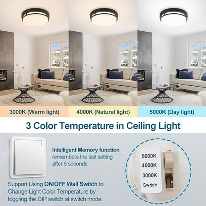 2Pack LED Flush Mount Ceiling Light Fixture 13" 20W, 3000/4000/5000K Color Adjustable, Dimmable Ceiling Lamp for Kitchen, Hallway, Stairwell, Oil Rubbed Bronze, ETL