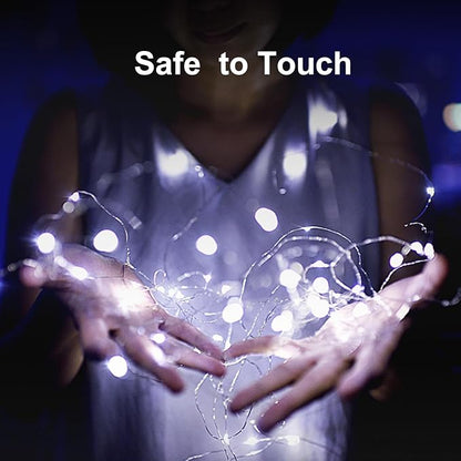 pozzolanas 8 Pack White Battery Operated String Lights - 7ft Waterproof Fairy Lights with 20 LEDs for Home, Mason Jar, Party, Wedding, Halloween, Christmas Decorations