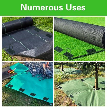Bakulyor 50 Pcs Green Artificial Turf Stakes Anchor + 50 Pcs Buffer Washer, 6 Inch 11 Gauge Landscape Staples, Galvanized Lawn Spikes, Heavy Duty Yard Ground Pin for Grass Weed Barrier Sod Fabric