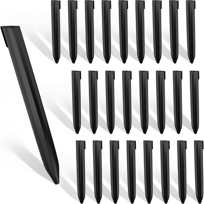 Worth Landscape Edging Stakes, 26Pcs 8Inch Corrugated Metal Garden Stakes Steel Bender Board Anchoring Spikes, Black