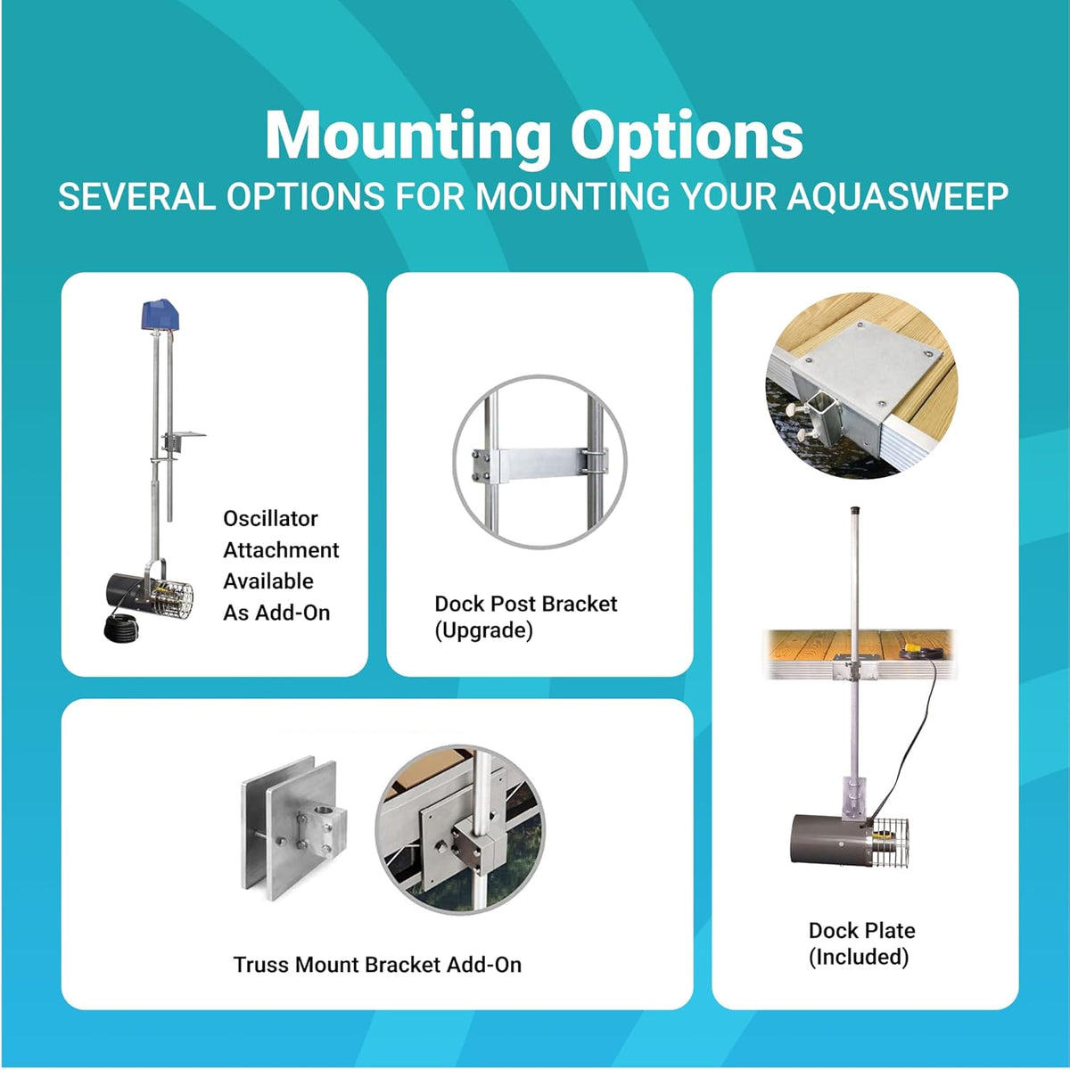 Scott Aerator 3/4 Horse Power 230V Muck Blaster - 150ft Cord | 3/4 Horse Power Aquasweep w/Post Mount | Water Circulator | Water Agitator | Water Mover | Muck Blower
