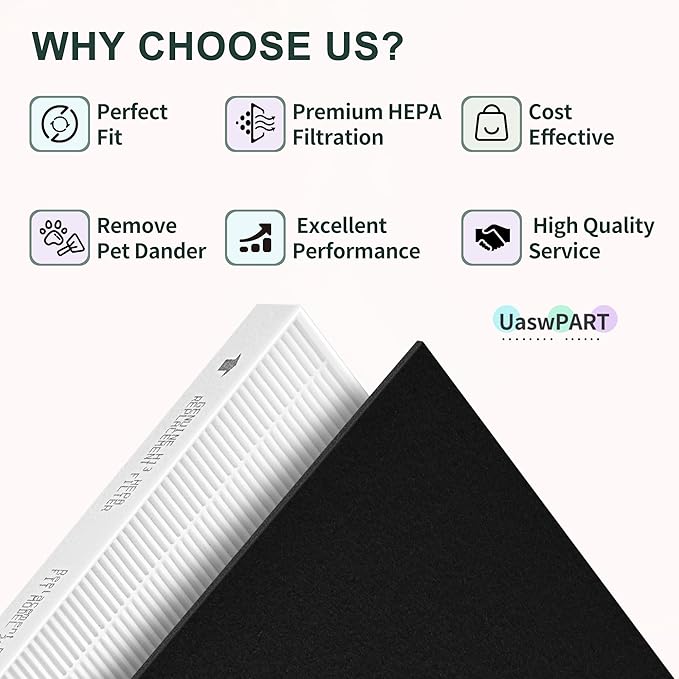 Aera Max 300 HEPA Filter Replacement Compatible with Fellowes Aeramax 290/300/DX95 Purifiers HEPA Air Filter 9287201, Also Fit AP-300PH HF-300, 2 HEPA & 6 Carbon Pre-Filter