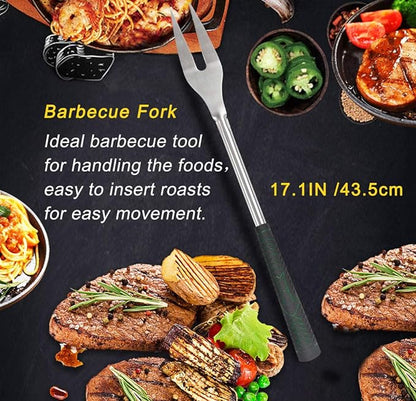 POLIGO 7PCS Golf-Club Style BBQ Tools Set Grilling Tools with Rubber Handle - Stainless Steel Grill Accessories for Outdoor Grill Set Premium Grill Utensils Set Christmas Birthday Gifts for Men Dad