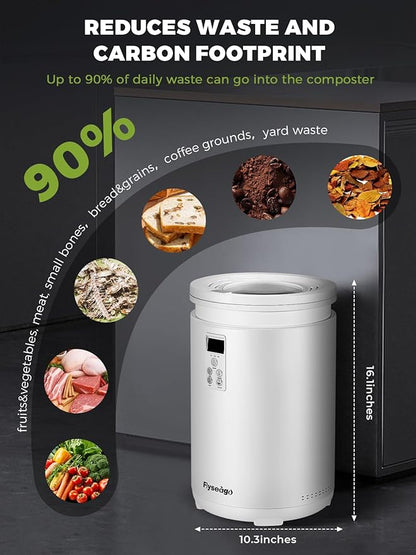 Electric Composter for Kitchen Smart Odorless Countertop Compost Bin Machine Quiet Larger 4.5L Indoor Food Cycler with Auto Cleaning, 3 Modes, 2 Carbon Packs, Turn Food Waste into Fertilizer