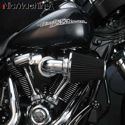Big Sucker cone Air filter intake for harley air Cleaner Sportster Softail fatboy heritage dyna touring street road king Glide (Nake - Chromed, Type C : Touring 08-16, Softail 16-17)