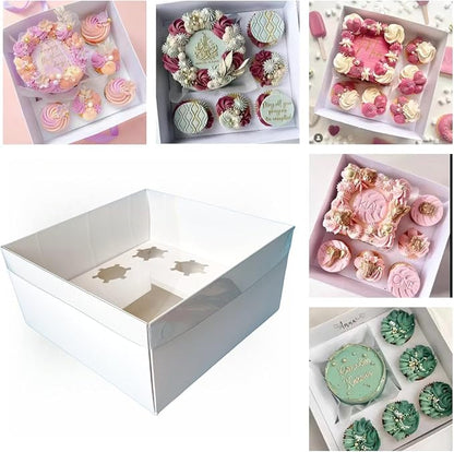 Bento Cake and Cupcake Box 4-inch Cake and 5 Cupcakes Box 10 Sets for Family Dinner Birthday Party Picnic Gift