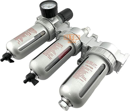 1/2" NPT MID FLOW Filter Regulator Coalescing Desiccant Dryer System For Compressed Air Lines, Poly Bowls, Great For Paint Spray And Plasma Cutter (MANUAL DRAIN)