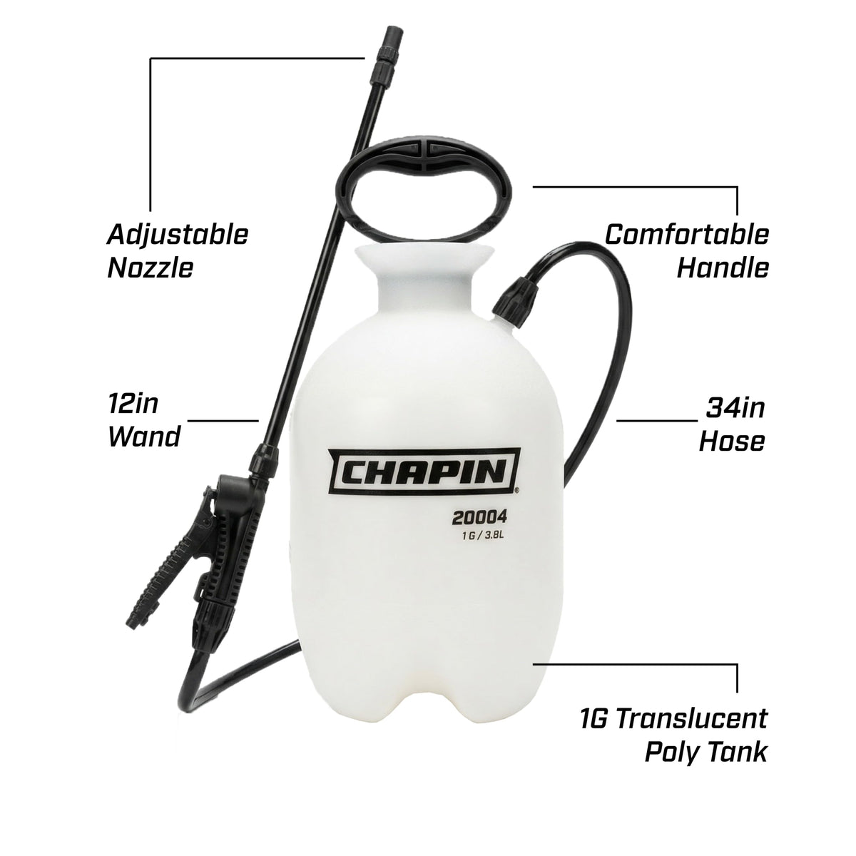 Chapin 1-Gallon Pump Sprayer, Easy Use for Home & Garden