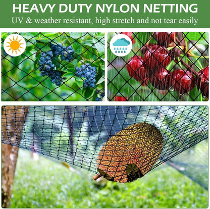 Bird Netting, Heavy Garden Netting Reusable Protective Garden Netting for Plants Fruit Trees Vegetables Against Birds and Other Animals (5cm hole-16'x50')